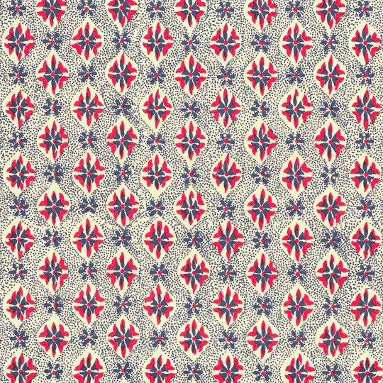 Red and Blue Stamped Flower Print Italian Paper ~ Carta Varese Italy